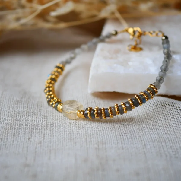 BRACELET EN LABRADORITE ET CITRINE