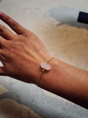 BRACELET CORDON EN QUARTZ ROSE