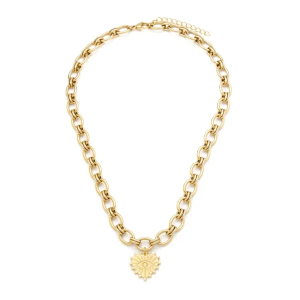 Collier Cœur Protecteur – Œil Spirituel & Énergie Dorée