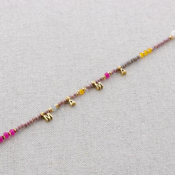 Collier Mama – Pierres Naturelles & Acier Inoxydable Doré