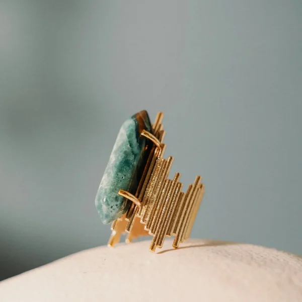 Bague Dorée Aventurine Naturelle – Harmonie du Cœur & Énergie d’Abondance